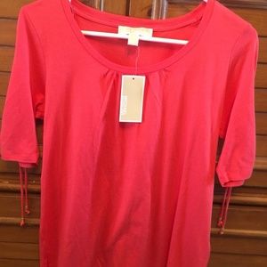 Michael Kors Knit Top Ties On Sleeves Coral Small